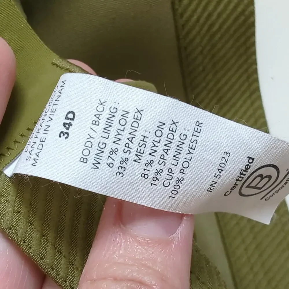 Athleta Advance Sprint Bra B-DD, Arboretum Olive‎ 34D Padded High Impact EUC